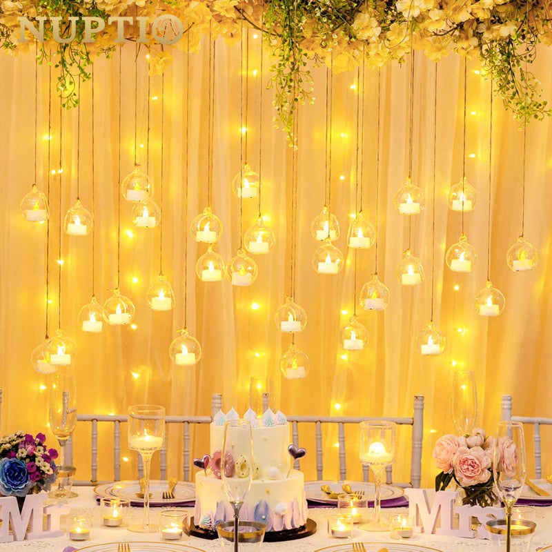 NUPTIO Mini Hanging Glass Tealight Globe Candle Holder with LED Candle, 2.36 Inches Diameter, Wedding Party Tree Decoration (36 Pcs) - Image 3